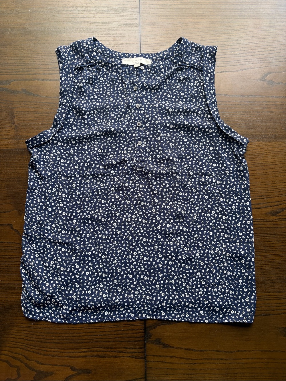 Ann Taylor Loft Sleeveless Blue Patterned Blouse Size Small